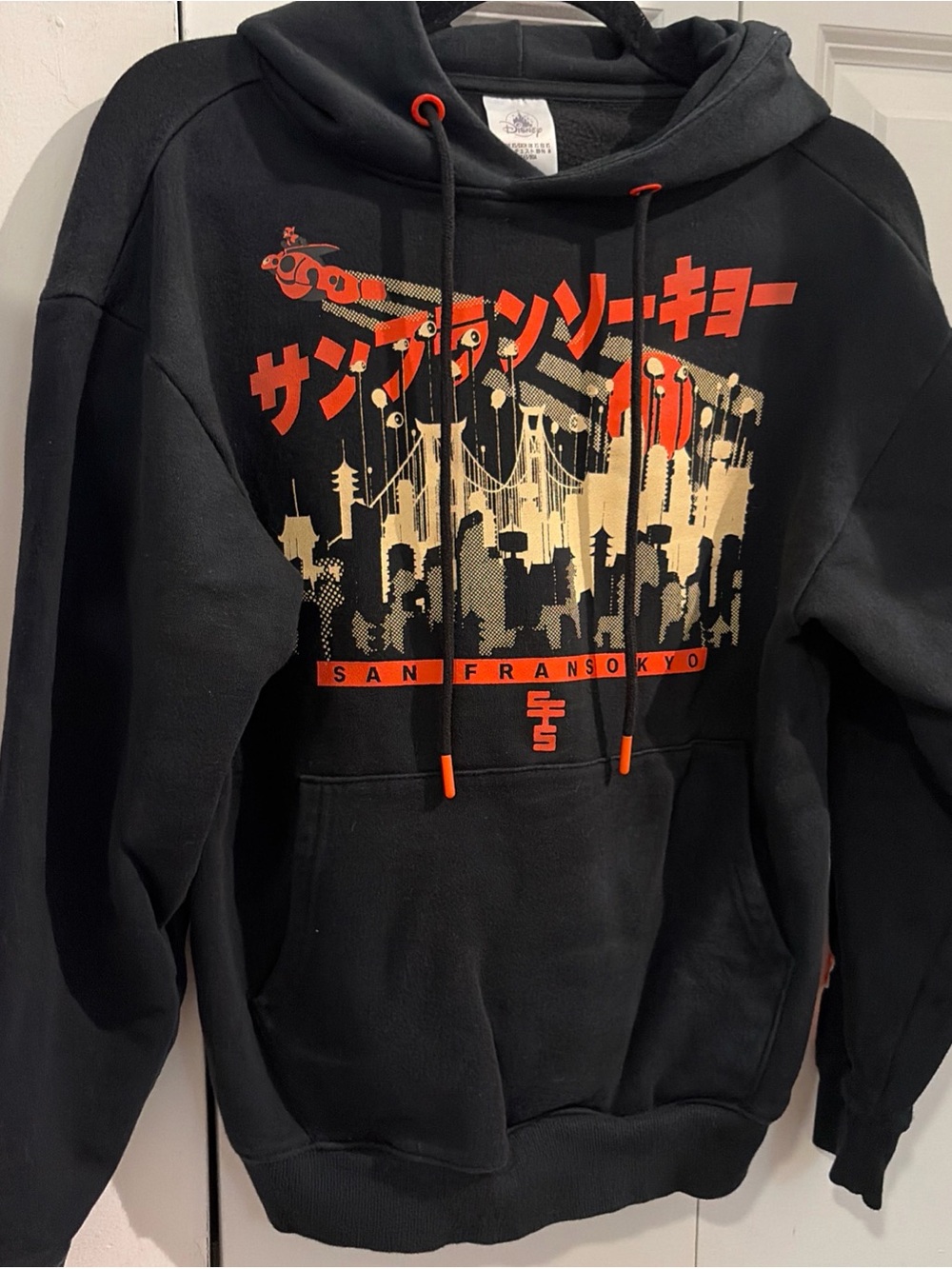 Disney Black Hoodie with Red and Cream Graphic - Picture 2 of 8